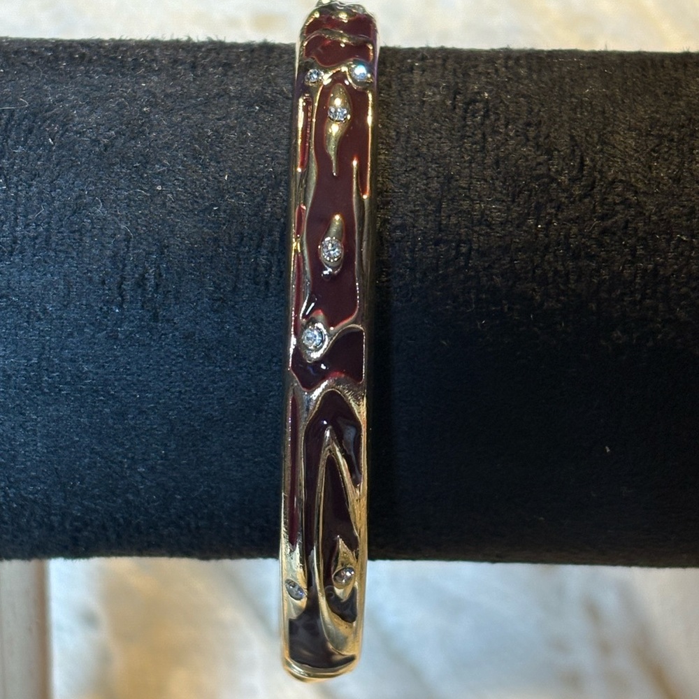 Elegant Silver and Burgundy Bangle Bracelet